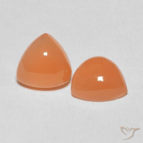 3.54캐럿 천연 라이트 오렌지 문스톤 보석, 트릴리언, 8×7.9 mm, 투명한