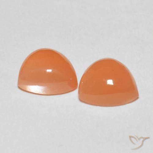 3.54캐럿 천연 라이트 오렌지 문스톤 보석, 트릴리언, 8×7.9 mm, 투명한