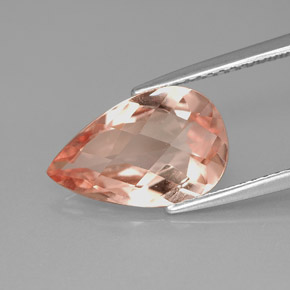2.80캐럿 천연 살몬 모가나이트, 배 모양, 13.2×8.4 mm, VVS-VS