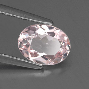 0.88캐럿 천연 라이트 핑크 모가나이트, 타원형 컷, 7.5×5.7 mm, IF