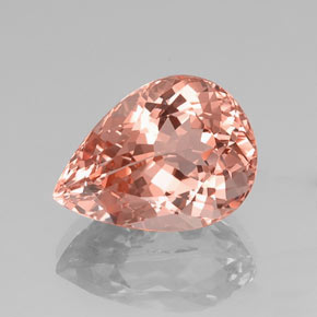 13.03캐럿 천연 살몬 모가나이트, 배 모양, 17.9×13.1 mm, VVS