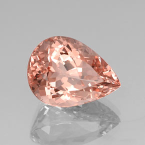 13.03캐럿 천연 살몬 모가나이트, 배 모양, 17.9×13.1 mm, VVS