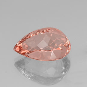 13.03캐럿 천연 살몬 모가나이트, 배 모양, 17.9×13.1 mm, VVS
