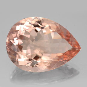 13.95캐럿 천연 살몬 모가나이트, 배 모양, 20.2×14.8 mm, VVS