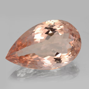 14.87캐럿 천연 살몬 모가나이트, 배 모양, 22.4×13.8 mm, VVS
