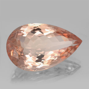 14.87캐럿 천연 살몬 모가나이트, 배 모양, 22.4×13.8 mm, VVS