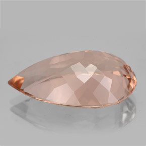 14.87캐럿 천연 살몬 모가나이트, 배 모양, 22.4×13.8 mm, VVS