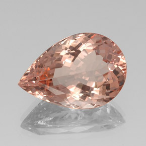 18.29캐럿 천연 살몬 모가나이트, 배 모양, 22.4×15.4 mm, VS