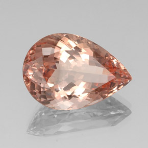 18.29캐럿 천연 살몬 모가나이트, 배 모양, 22.4×15.4 mm, VS