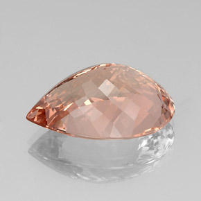 18.29캐럿 천연 살몬 모가나이트, 배 모양, 22.4×15.4 mm, VS
