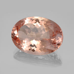 10.92캐럿 천연 살몬 모가나이트, 타원형 컷, 18.1×13.1 mm, VVS
