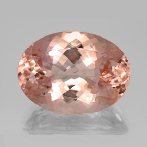 14.36캐럿 천연 살몬 모가나이트, 타원형 컷, 14×14 mm, VVS