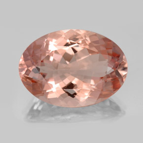 15.30캐럿 천연 살몬 모가나이트, 타원형 컷, 20.4×14.6 mm, VVS