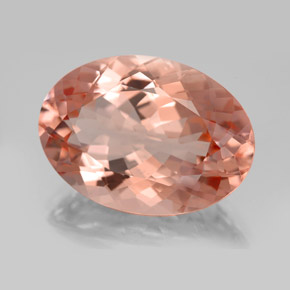 15.30캐럿 천연 살몬 모가나이트, 타원형 컷, 20.4×14.6 mm, VVS