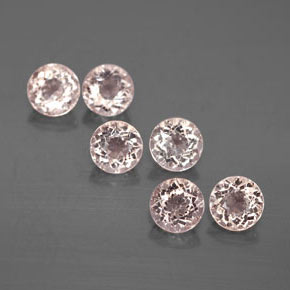 캐럿 천연 살몬 핑크 모가나이트 보석, 라운드 컷, 4.60 mm, VS
