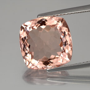 6.93캐럿 천연 살몬 핑크 모가나이트, 쿠션 컷, 12.2×12.2 mm, VVS