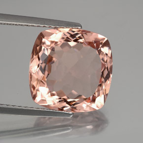 6.93캐럿 천연 살몬 핑크 모가나이트, 쿠션 컷, 12.2×12.2 mm, VVS