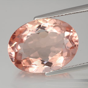 8.03캐럿 천연 살몬 핑크 모가나이트, 타원형 컷, 16.1×12.1 mm, VVS