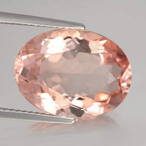 8.03캐럿 천연 살몬 핑크 모가나이트, 타원형 컷, 16.1×12.1 mm, VVS
