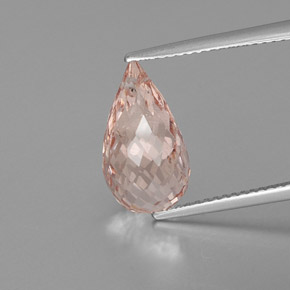 5.55캐럿 천연 살몬 핑크 모가나이트, 브리올레트, 14.1×8.1 mm, SI