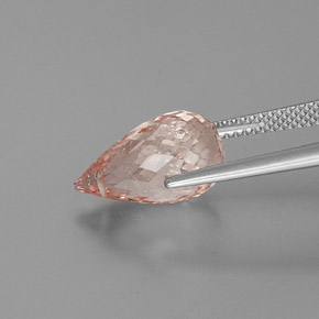 5.55캐럿 천연 살몬 핑크 모가나이트, 브리올레트, 14.1×8.1 mm, SI