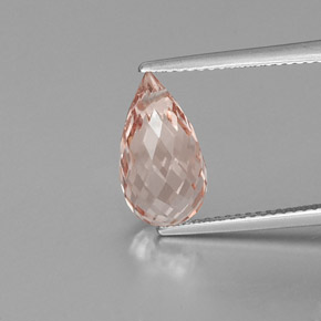 4.15캐럿 천연 살몬 핑크 모가나이트, 브리올레트, 13×7.1 mm, VS