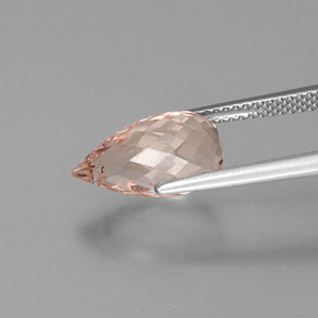 4.15캐럿 천연 살몬 핑크 모가나이트, 브리올레트, 13×7.1 mm, VS