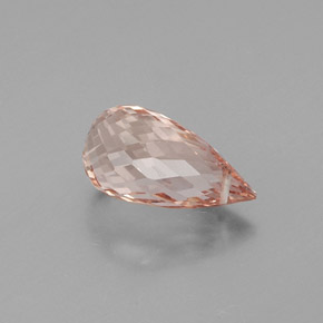 5.88캐럿 천연 살몬 핑크 모가나이트, 브리올레트, 15.1×7.9 mm, VS