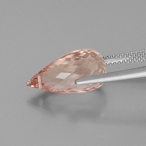 5.88캐럿 천연 살몬 핑크 모가나이트, 브리올레트, 15.1×7.9 mm, VS