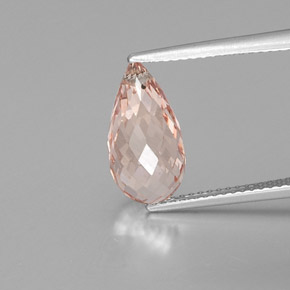 4.16캐럿 천연 살몬 핑크 모가나이트, 브리올레트, 13.5×7 mm, VS