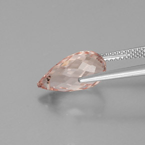 4.16캐럿 천연 살몬 핑크 모가나이트, 브리올레트, 13.5×7 mm, VS