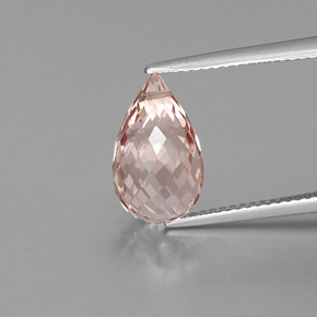 4.88캐럿 천연 살몬 핑크 모가나이트, 브리올레트, 12.8×7.7 mm, VVS-VS