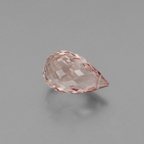 4.88캐럿 천연 살몬 핑크 모가나이트, 브리올레트, 12.8×7.7 mm, VVS-VS