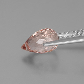 4.88캐럿 천연 살몬 핑크 모가나이트, 브리올레트, 12.8×7.7 mm, VVS-VS