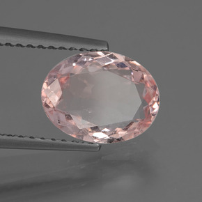 1.58캐럿 천연 라이트 핑크 모가나이트, 타원형 컷, 9.5×7.3 mm, VS