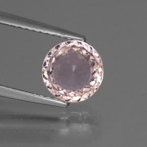 1.23캐럿 천연 라이트 핑크 모가나이트, 라운드 컷, 7.40 mm, VVS-VS