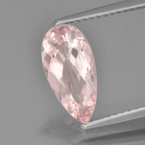 1.53캐럿 천연 라이트 핑크 모가나이트, 배 모양, 12.3×6.2 mm, VVS-VS