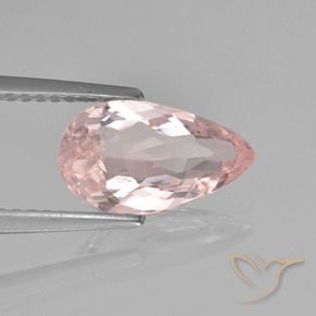 1.54캐럿 천연 라이트 코랄 핑크 모가나이트, 배 모양, 11.3×6.6 mm, VS