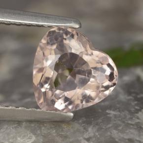 1.13캐럿 천연 라이트 핑크 모가나이트, 하트 모양, 7.2×6.8 mm, VS