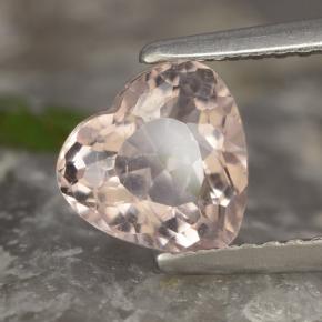 1.13캐럿 천연 라이트 핑크 모가나이트, 하트 모양, 7.2×6.8 mm, VS