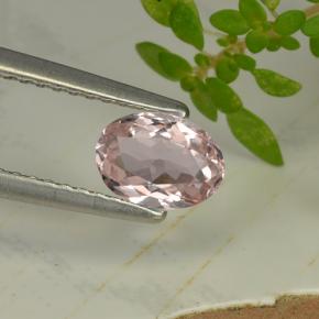 0.64캐럿 천연 라이트 핑크 모가나이트, 타원형 컷, 6.5×4.7 mm, VVS-VS