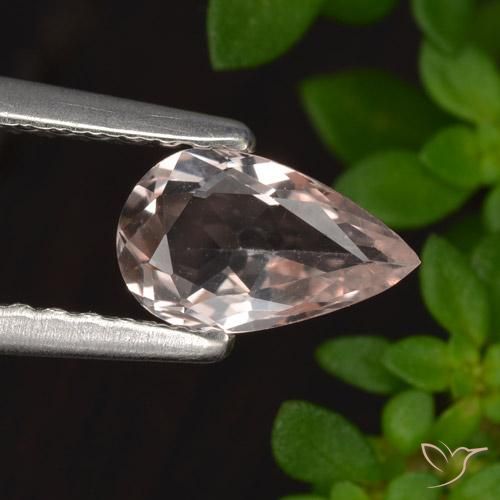 0.48ct 자연스러운 미디엄 핑크 모르가나이트, 배 모양, VVS
