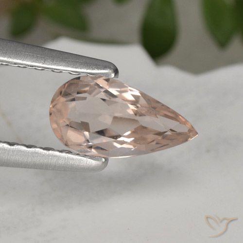0.49ct 자연스러운 새먼 핑크 모르가나이트, 배 모양, VVS-VS