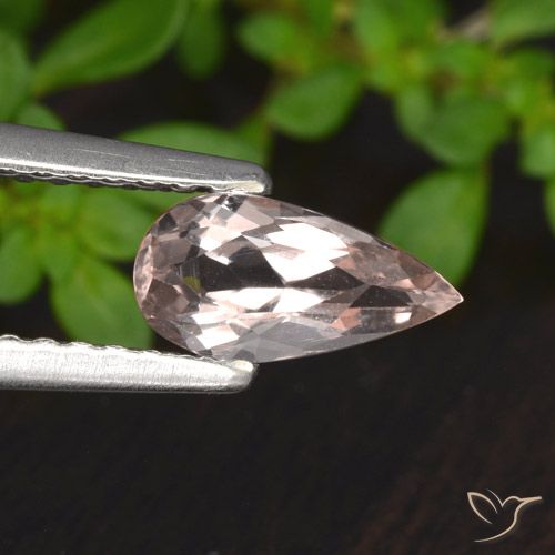 0.56ct 자연스러운 미디엄 핑크 모르가나이트, 배 모양, VVS-VS