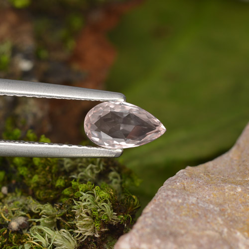 0.49캐럿 천연 라이트 핑크 모가나이트, 배 모양, VVS