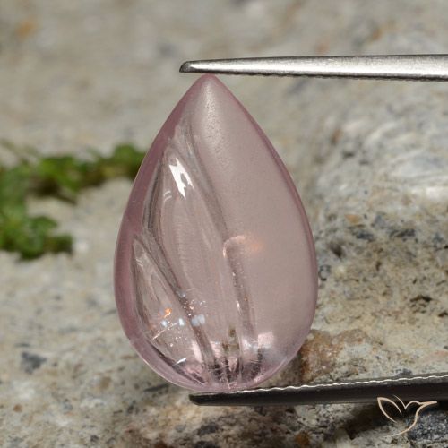 7.10ct 자연스러운 코랄 핑크 모르가나이트, 배 모양, 투명한