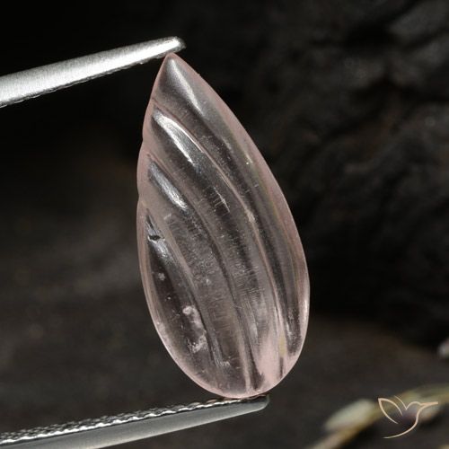 3.05ct 자연스러운 코랄 핑크 톤 모르가나이트, 배 모양, 투명한