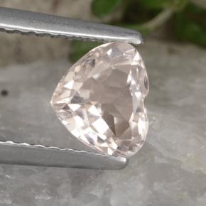 0.89캐럿 천연 매우 연한 핑크 모가나이트, 하트 모양, 5.7×6.6 mm, VVS-VS
