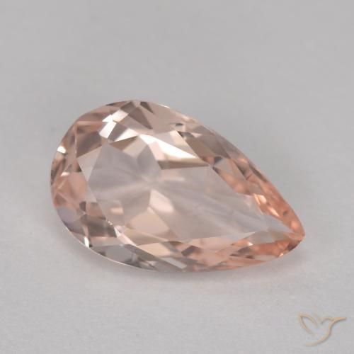 0.90캐럿 천연 살몬 핑크 모가나이트, 배 모양, 8.8×5.5 mm, VVS-VS