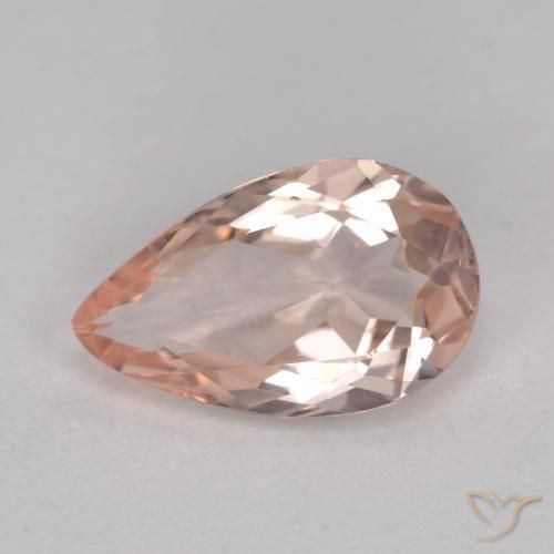 0.90캐럿 천연 살몬 핑크 모가나이트, 배 모양, 8.8×5.5 mm, VVS-VS